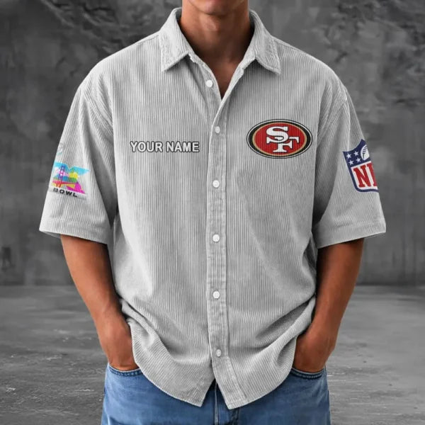 [HOT DEAL] NEW CUSTOMIZED NFL11 SF49 SAN FRANCISCO 49ERS SEERSUCKER BUTTON SHIRT