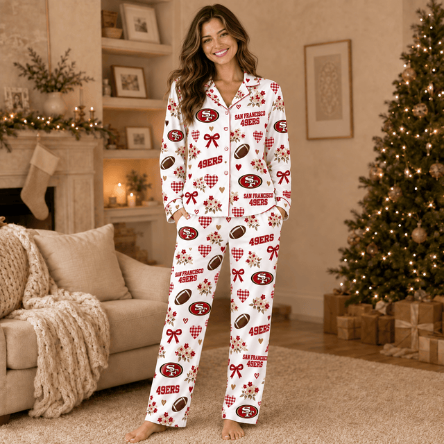 [SPECIAL OFFER] NEW CUSTOMIZED NFL11 SF49 SAN FRANCISCO 49ERS HALLOWEEN LONG PAJAMAS SET
