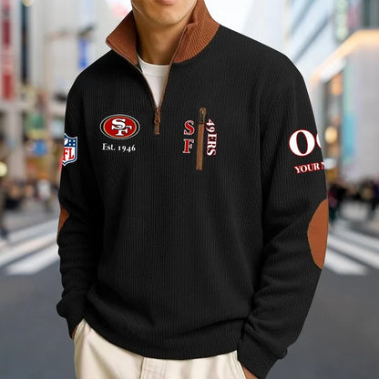[SPECIAL OFFER] NEW CUSTOMIZED NFL11 SF49 SAN FRANCISCO 49ERS MULTICOLOR STRIPED QUATER ZIP SWEATSHIRT