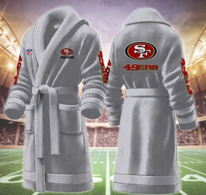 [SPECIAL OFFER] NEW CUSTOMIZED NFL11 SF49 SAN FRANCISCO 49ERS MULTICOLOR FLEECE BATHROBE