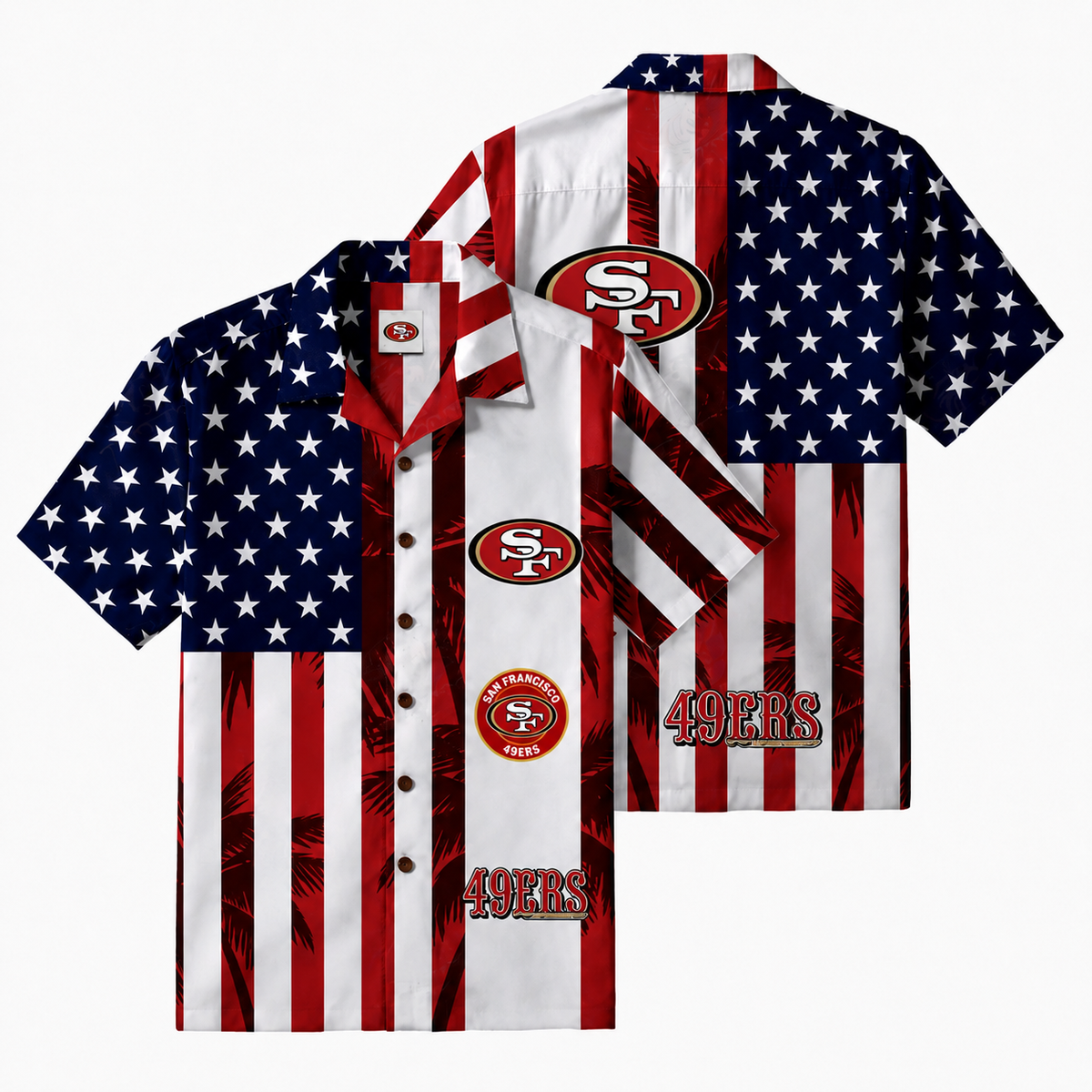 [SPECIAL OFFER] NEW CUSTOMIZED NFL11 SF49 SAN FRANCISCO 49ERS PATRIOTIC 250 USA HAWAIIAN SHIRT