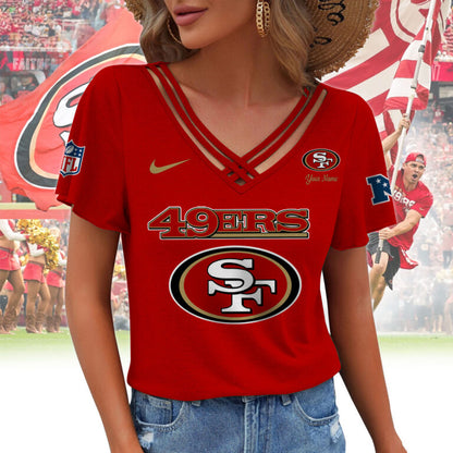 [SPECIAL OFFER] NEW CUSTOMIZED NFL11 SF49 SAN FRANCISCO 49ERS V-NECK SHIRT