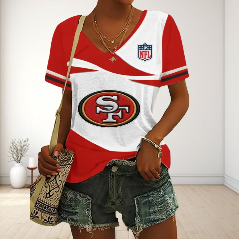SPECIAL OFFER] NEW CUSTOMIZED NFL11 SF49 SAN FRANCISCO 49ERS V-NECK FEMALE SHIRT