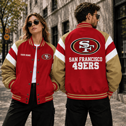 [SPECIAL OFFER] NEW CUSTOMIZED NFL11 SF49 SAN FRANCISCO 49ERS SATIN VARSITY & BASEBALL JACKET