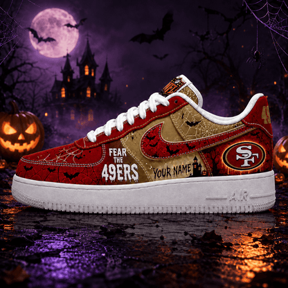 [SPECIAL OFFER] NEW CUSTOMIZED NFL11 SF49 SAN FRANCISCO 49ERS HALLOWEEN AF1 SHOES
