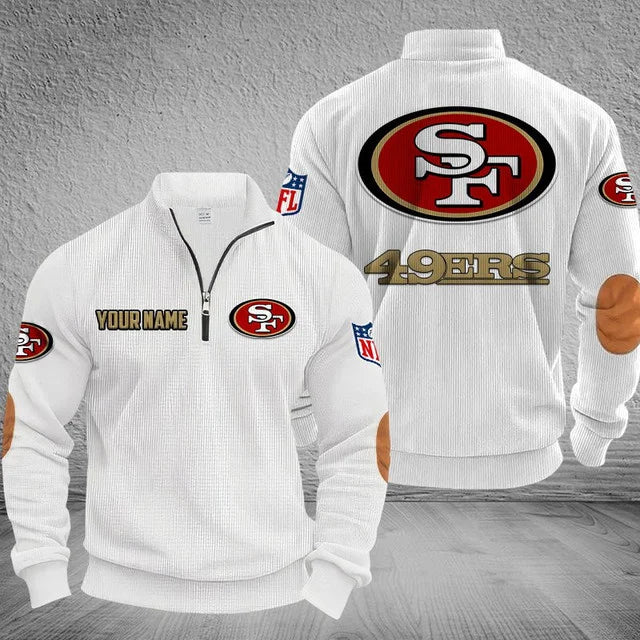 [SPECIAL OFFER] NEW CUSTOMIZED NFL11 SF49 SAN FRANCISCO 49ERS MULTICOLOR STRIPED QUATER ZIP SWEATSHIRT