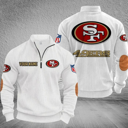 [SPECIAL OFFER] NEW CUSTOMIZED NFL11 SF49 SAN FRANCISCO 49ERS MULTICOLOR STRIPED QUATER ZIP SWEATSHIRT