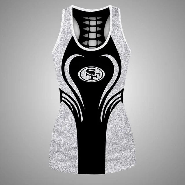 [SPECIAL OFFER] NEW CUSTOMIZED NFL11 SF49 SAN FRANCISCO 49ERS HOLLOW TANK TOP & LEGGINGS SET