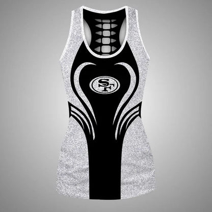 [SPECIAL OFFER] NEW CUSTOMIZED NFL11 SF49 SAN FRANCISCO 49ERS HOLLOW TANK TOP & LEGGINGS SET