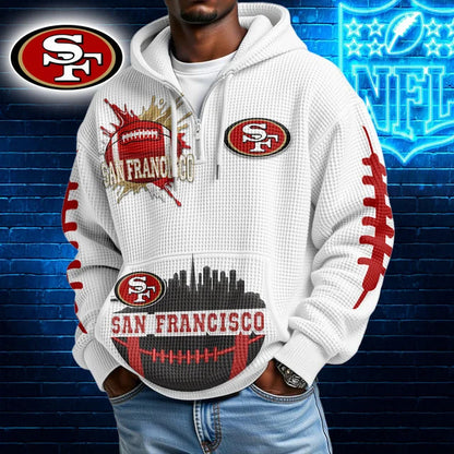 [SPECIAL OFFER] NEW CUSTOMIZED NFL11 SF49 SAN FRANCISCO 49ERS WAFFLE FULL ZIP HOODIE