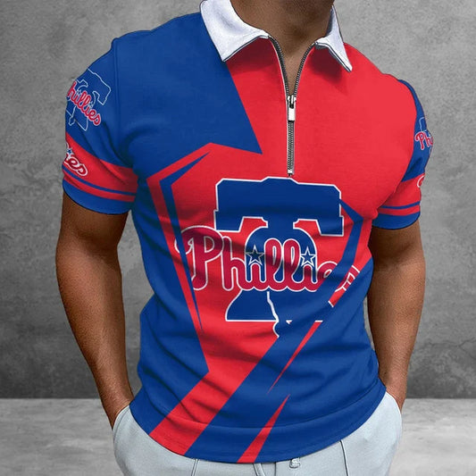 [FLASH SALE] NEW CUSTOMIZED MLB11 PPS PHILADELPHIA PHILLIES ZIP POLO SHIRT