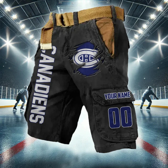 [SUPER SALE] NEW CUSTOMIZED NHL11 MCD MONTREAL CANADIENS CARGO SHORTS