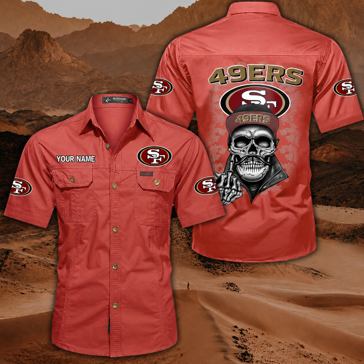 [SPECIAL OFFER] NEW CUSTOMIZED NFL11 SF49 SAN FRANCISCO 49ERS MUTICOLOR MEN'S CARGO SHIRT