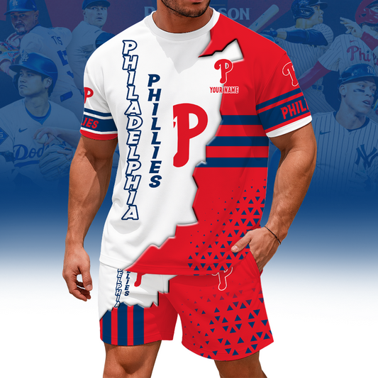 [FLASH SALE] NEW CUSTOMIZED MLB11 PPS PHILADELPHIA PHILLIES UNISEX T-SHIRT & SHORTS SET