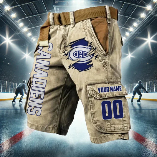 [SUPER SALE] NEW CUSTOMIZED NHL11 MCD MONTREAL CANADIENS CARGO SHORTS
