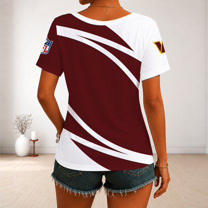 [SPECIAL OFFER] NEW CUSTOMIZED NFL12 WTC WASHINGTON COMMANDERS V-NECK FEMALE SHIRT