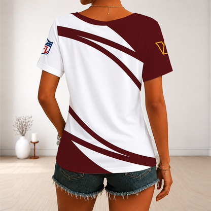 [SPECIAL OFFER] NEW CUSTOMIZED NFL12 WTC WASHINGTON COMMANDERS V-NECK FEMALE SHIRT