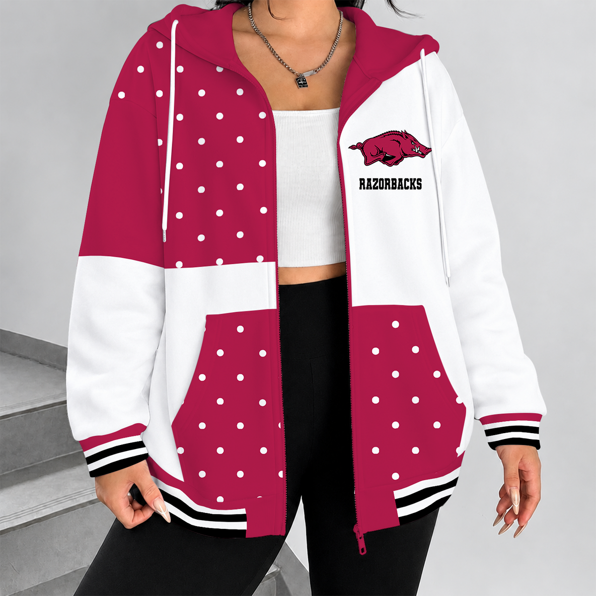[FAN FAVORITE] NEW CUSTOMIZED NCAA FBS12 AKR ARKANSAS RAZORBACKS ZIP HOODIE