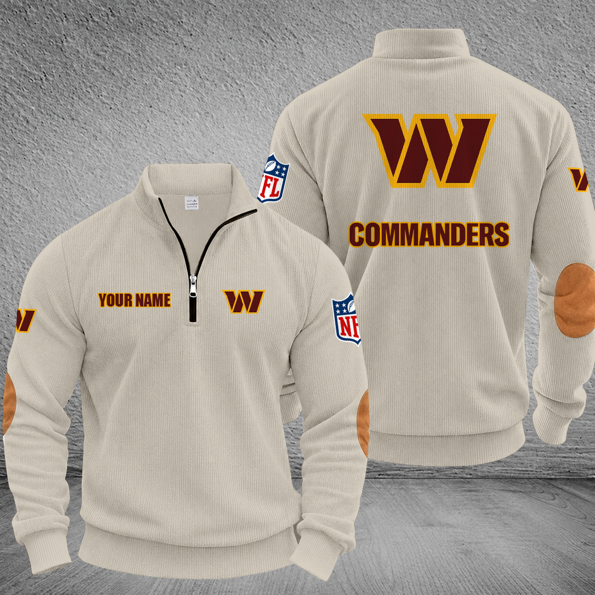 [SPECIAL OFFER] NEW CUSTOMIZED NFL12 WTC WASHINGTON COMMANDERS MULTICOLOR STRIPED QUATER ZIP SWEATSHIRT