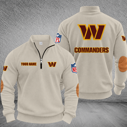 [SPECIAL OFFER] NEW CUSTOMIZED NFL12 WTC WASHINGTON COMMANDERS MULTICOLOR STRIPED QUATER ZIP SWEATSHIRT