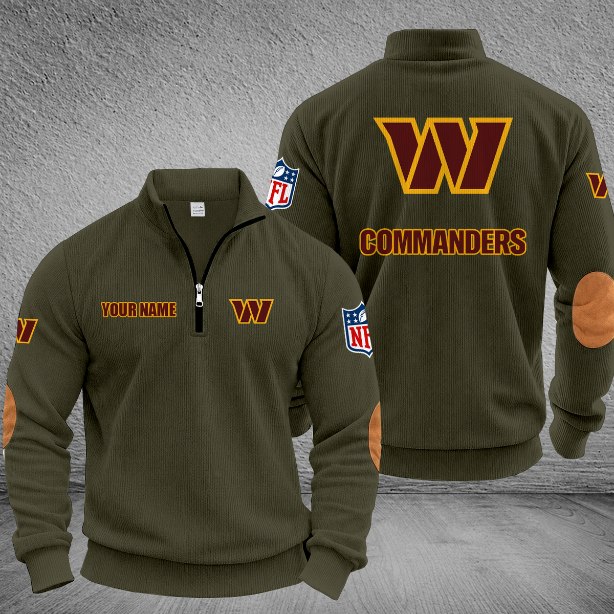 [SPECIAL OFFER] NEW CUSTOMIZED NFL12 WTC WASHINGTON COMMANDERS MULTICOLOR STRIPED QUATER ZIP SWEATSHIRT