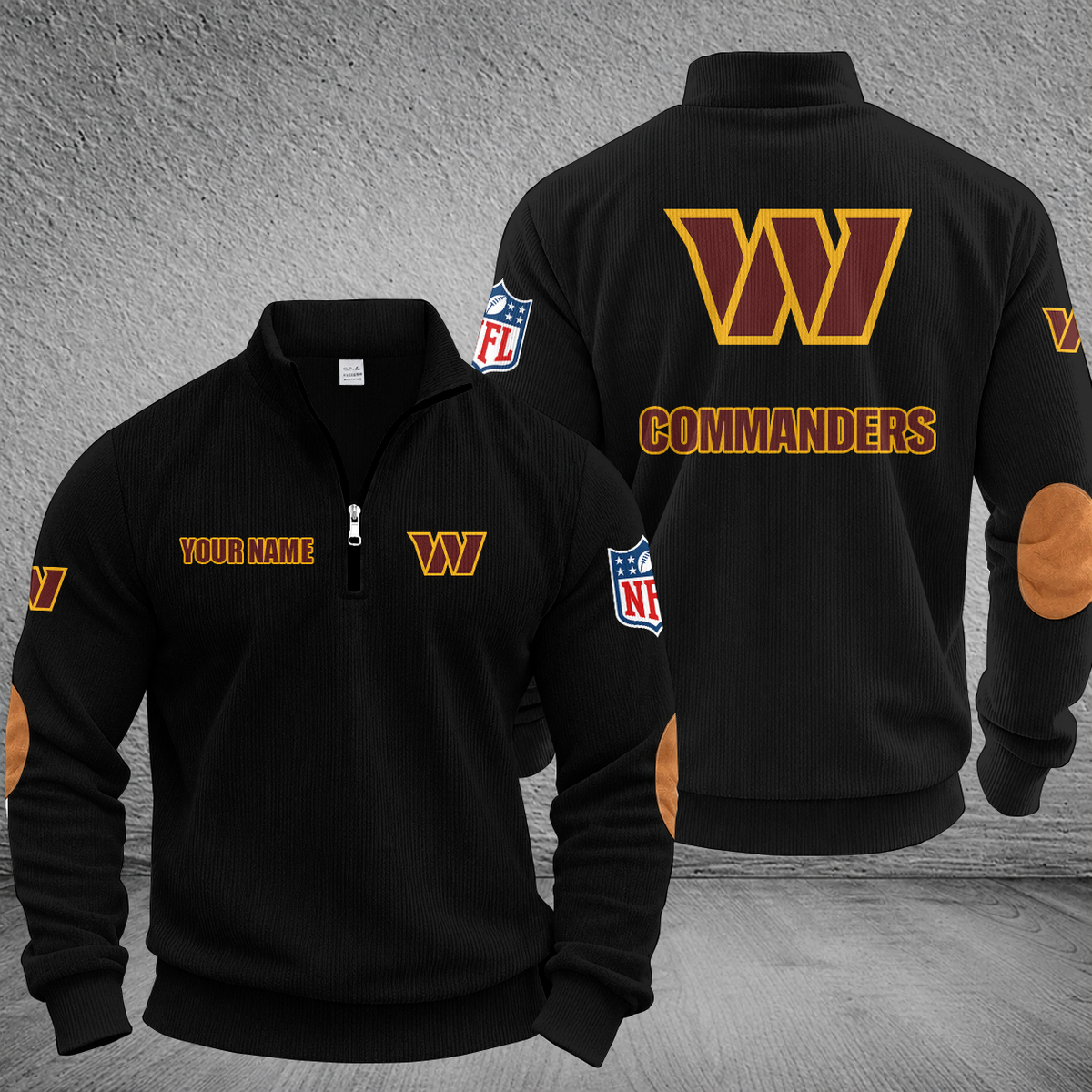 [SPECIAL OFFER] NEW CUSTOMIZED NFL12 WTC WASHINGTON COMMANDERS MULTICOLOR STRIPED QUATER ZIP SWEATSHIRT