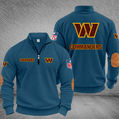 [SPECIAL OFFER] NEW CUSTOMIZED NFL12 WTC WASHINGTON COMMANDERS MULTICOLOR STRIPED QUATER ZIP SWEATSHIRT