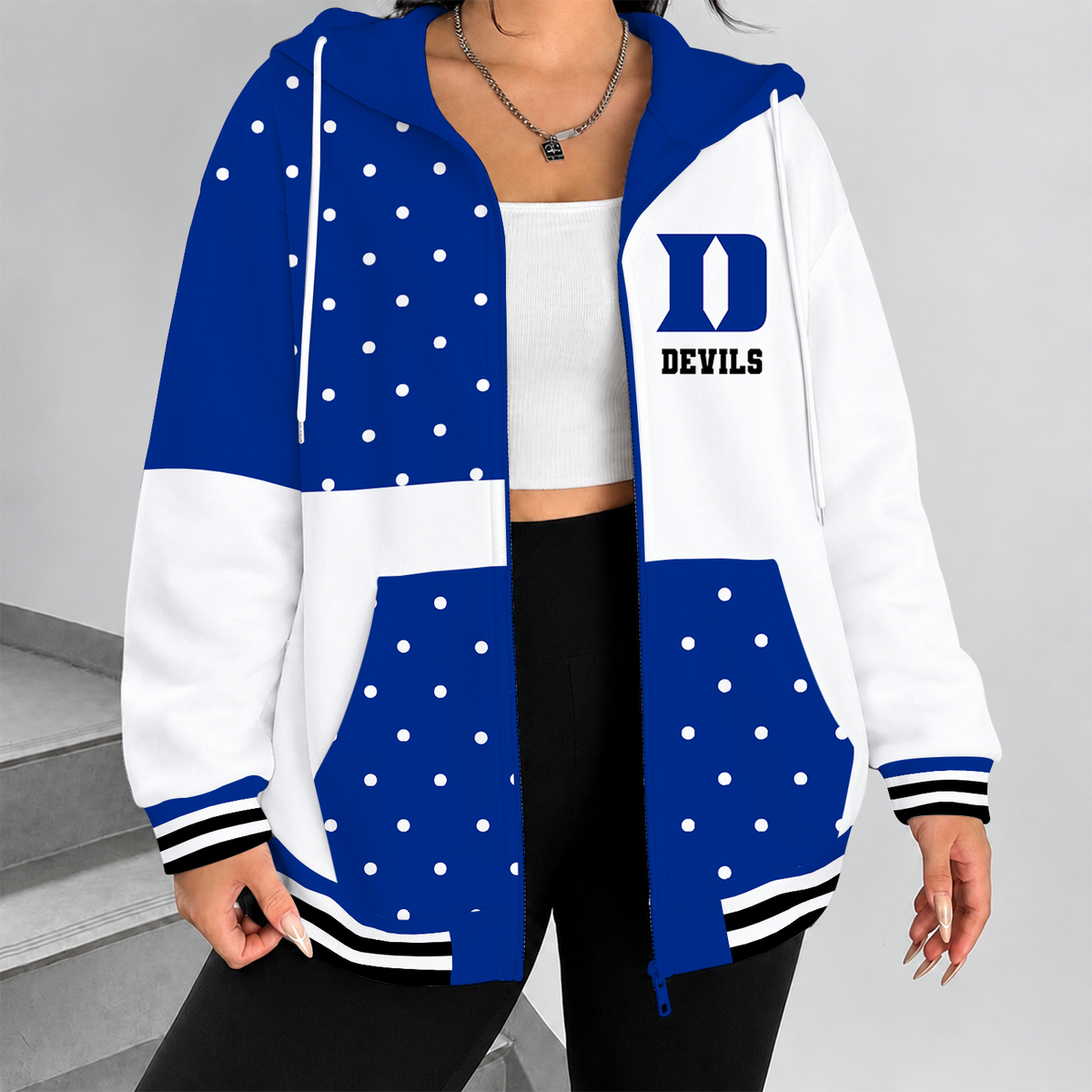 [FAN FAVORITE] NEW CUSTOMIZED NCAA MAM12 DLD DUKE BLUE DEVILS STRAPPY ZIP HOODIE