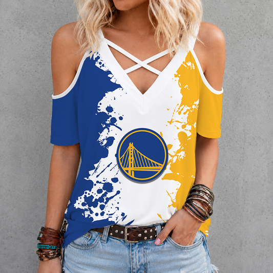 [HOT DEAL] NEW CUSTOMIZED NBA12 GSW GOLDEN STATE WARRIORS CRISS CROSS V-NECK TOP