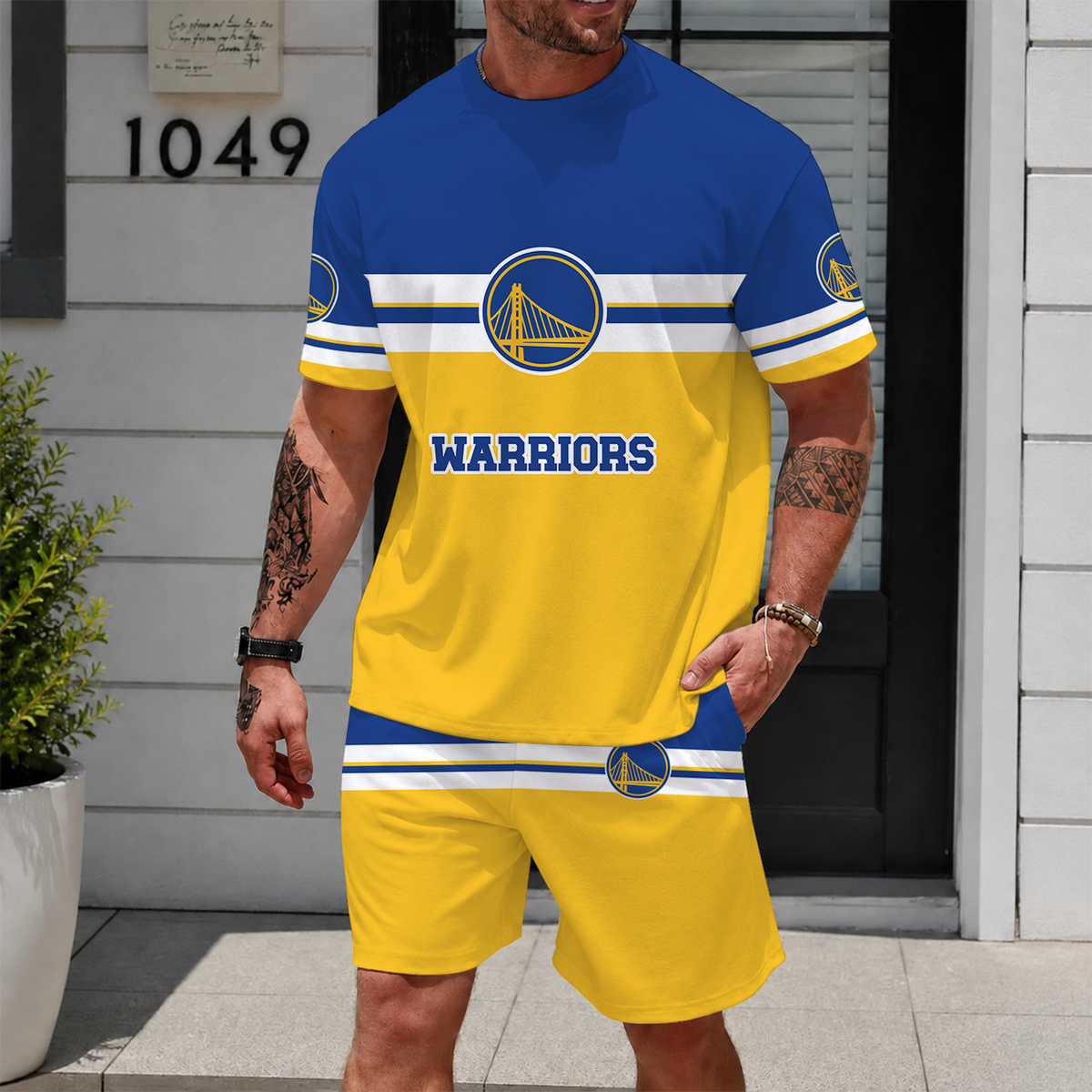 [HOT DEAL] NEW CUSTOMIZED NBA12 GSW GOLDEN STATE WARRIORS UNISEX T-SHIRT & SHORTS SET