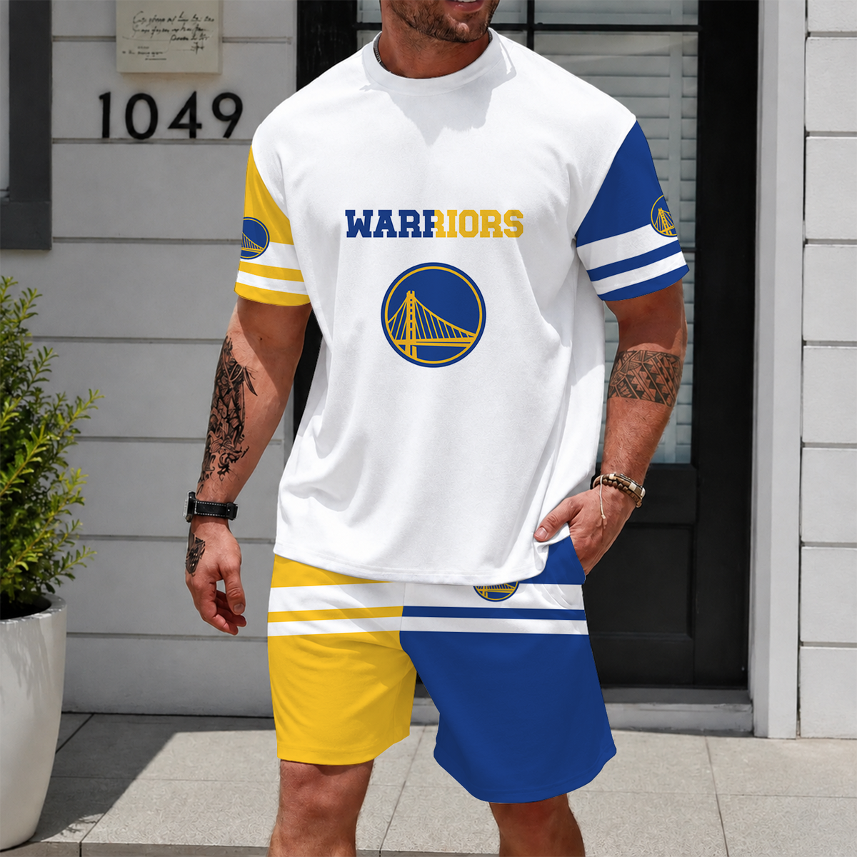 [HOT DEAL] NEW CUSTOMIZED NBA12 GSW GOLDEN STATE WARRIORS UNISEX T-SHIRT & SHORTS SET