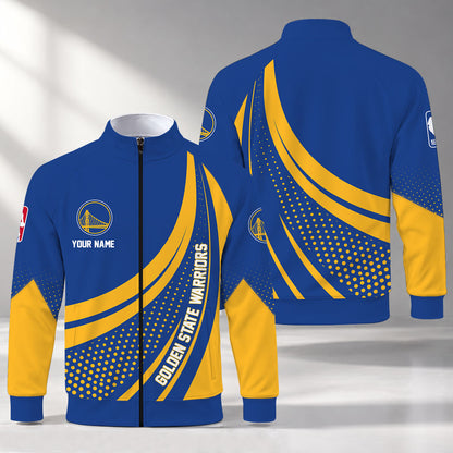[HOT DEAL] NEW CUSTOMIZED NBA12 GSW GOLDEN STATE WARRIORS STAND COLLAR JACKET