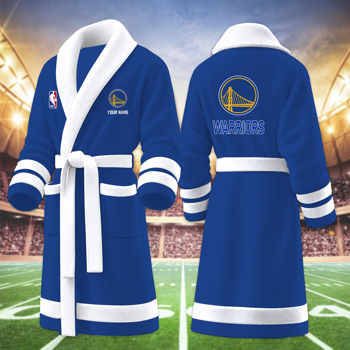 [HOT DEAL] NEW CUSTOMIZED NBA12 GSW GOLDEN STATE WARRIORS MULTICOLOR FLEECE BATHROBE