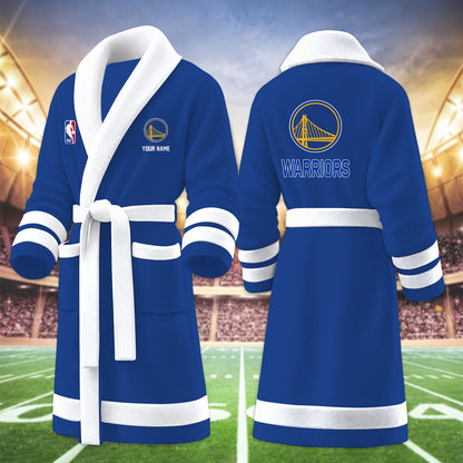 [HOT DEAL] NEW CUSTOMIZED NBA12 GSW GOLDEN STATE WARRIORS MULTICOLOR FLEECE BATHROBE