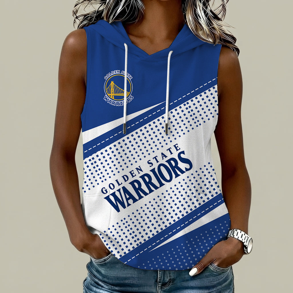 [HOT DEAL] NEW CUSTOMIZED NBA12 GSW GOLDEN STATE WARRIORS  WOMEN'S SLEEVELESS HOODED POCKET TANK TOP