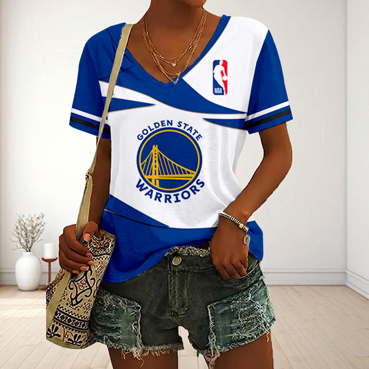 [HOT DEAL] NEW CUSTOMIZED NBA12 GSW GOLDEN STATE WARRIORS V-NECK FEMALE SHIRT