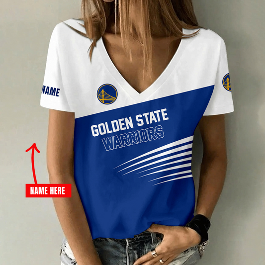 [HOT DEAL] NEW CUSTOMIZED NBA12 GSW GOLDEN STATE WARRIORS V-NECK FEMALE SHIRT