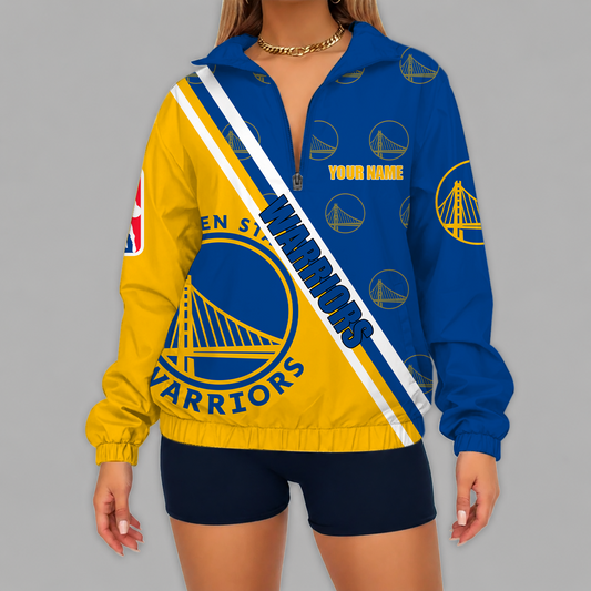 [HOT DEAL] NEW CUSTOMIZED NBA12 GSW GOLDEN STATE WARRIORS V-NECK ZIPPER SWEATSHIRT JACKET