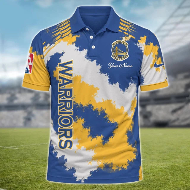 [HOT DEAL] NEW CUSTOMIZED NBA12 GSW GOLDEN STATE WARRIORS MULTICOLOR POLO SHIRT