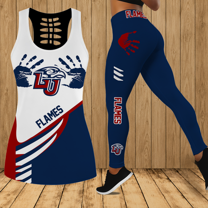 [FAN FAVORITE] NEW CUSTOMIZED NCAA CFH12 LIF LIBERTY FLAMES HOLLOW TANK TOP & LEGGINGS SET