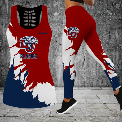 [FAN FAVORITE] NEW CUSTOMIZED NCAA CFH12 LIF LIBERTY FLAMES HOLLOW TANK TOP & LEGGINGS SET