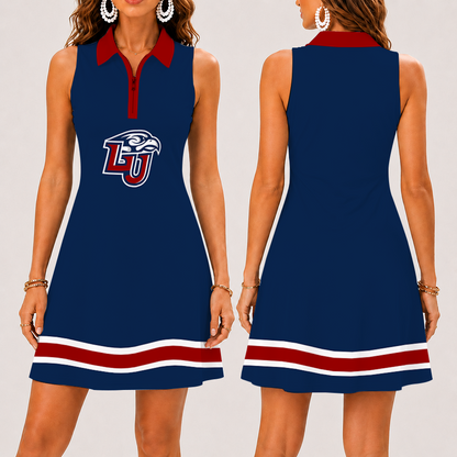 [FAN FAVORITE] NEW CUSTOMIZED NCAA CFH12 LIF LIBERTY FLAMES WOMEN'S ZIP SLEEVELESS POLO DRESS