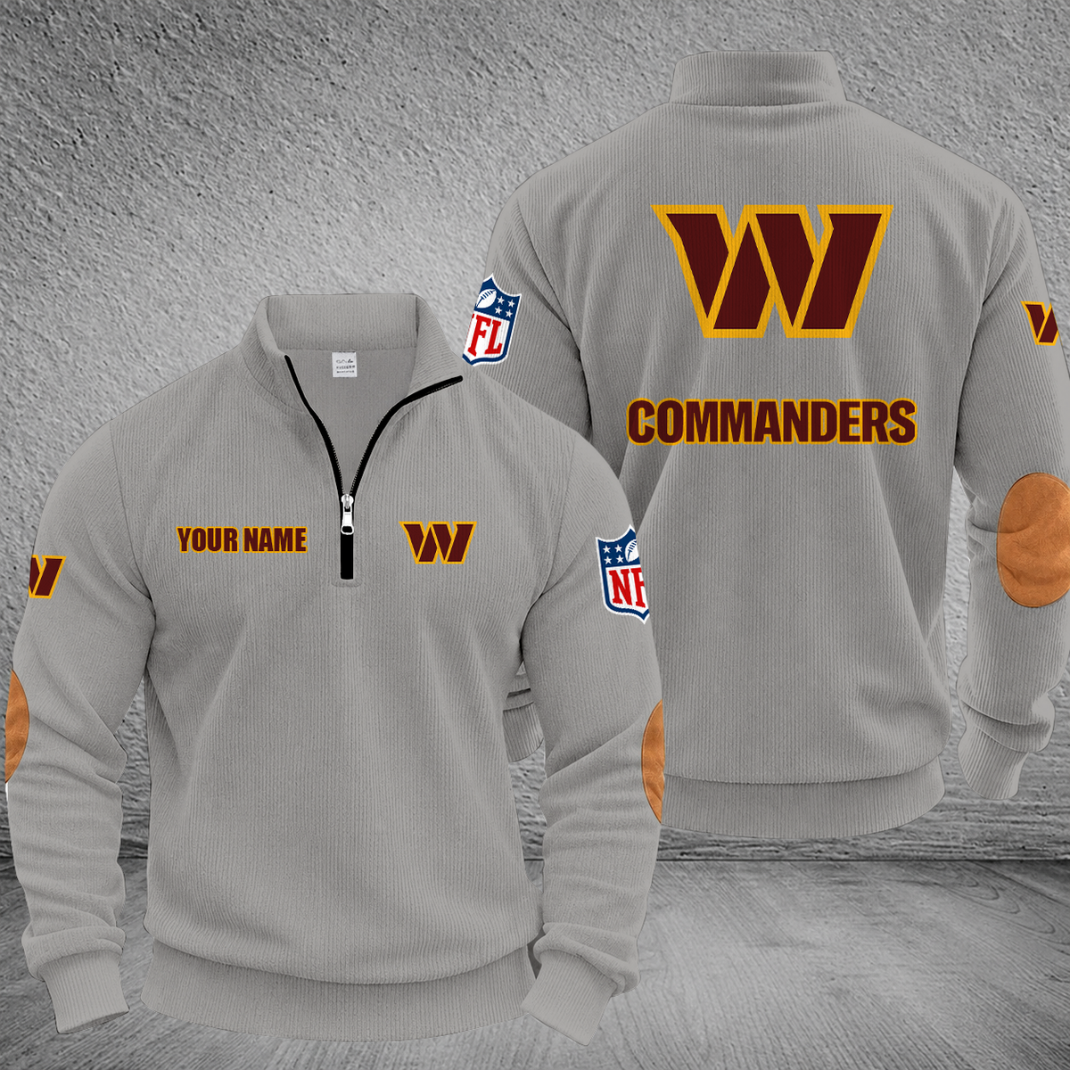 [SPECIAL OFFER] NEW CUSTOMIZED NFL12 WTC WASHINGTON COMMANDERS MULTICOLOR STRIPED QUATER ZIP SWEATSHIRT
