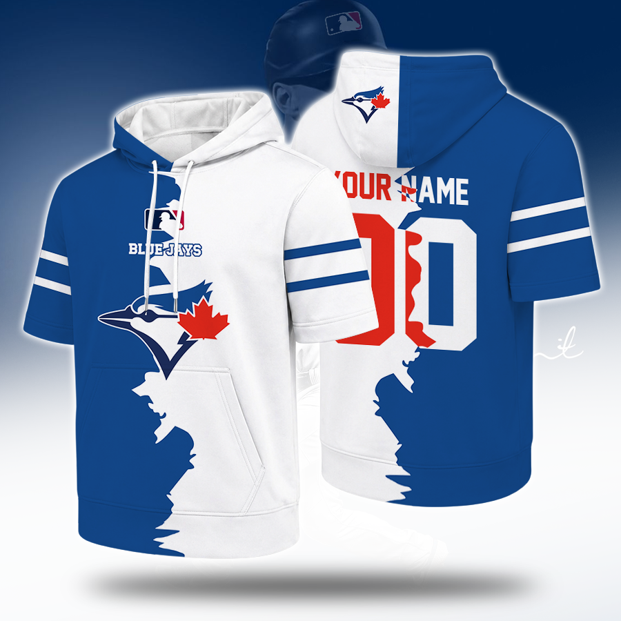 [FLASH SALE] NEW CUSTOMIZED MLB12 TBJ TORONTO BLUE JAYS SHORT SLEEVE HOODIE