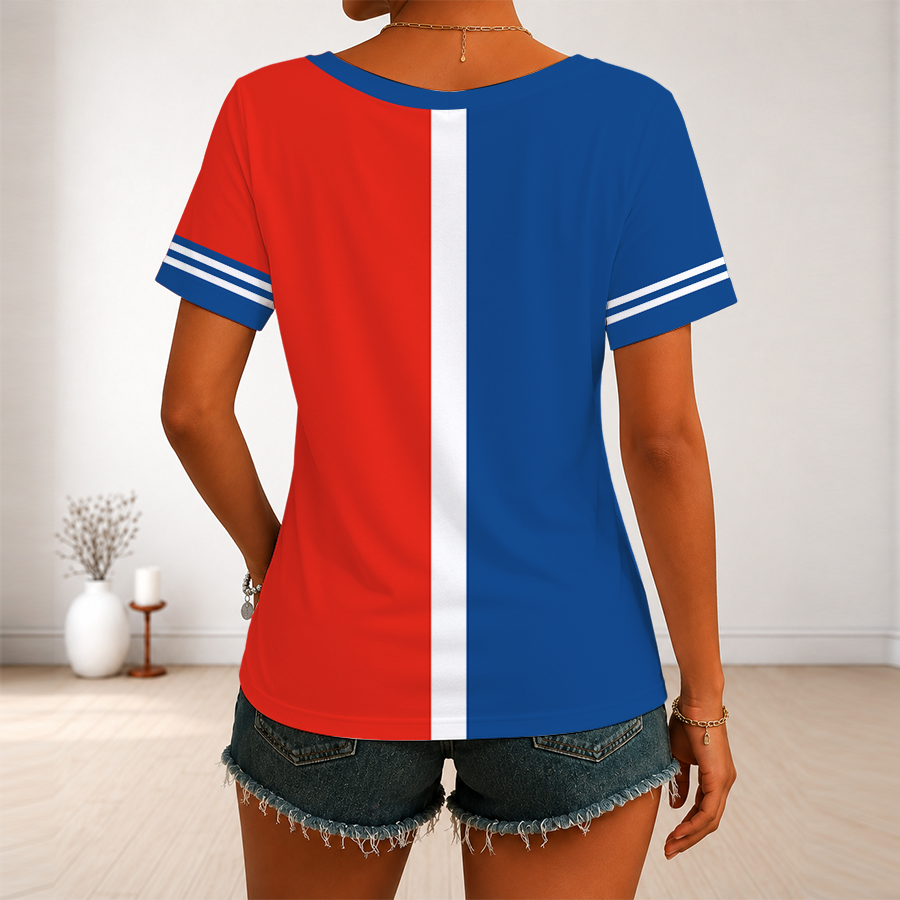 [FLASH SALE] NEW CUSTOMIZED MLB12 TBJ TORONTO BLUE JAYS V-NECK FEMALE SHIRT