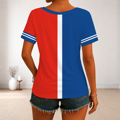 [FLASH SALE] NEW CUSTOMIZED MLB12 TBJ TORONTO BLUE JAYS V-NECK FEMALE SHIRT