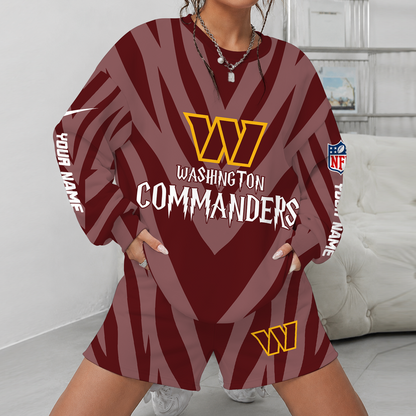 [SPECIAL OFFER] NEW CUSTOMIZED NFL12 WTC WASHINGTON COMMANDERS UNISEX SWEATSHIRT & SHORTS SET