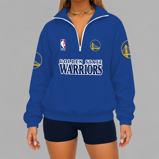 [HOT DEAL] NEW CUSTOMIZED NBA12 GSW GOLDEN STATE WARRIORS V-NECK ZIPPER SWEATSHIRT JACKET