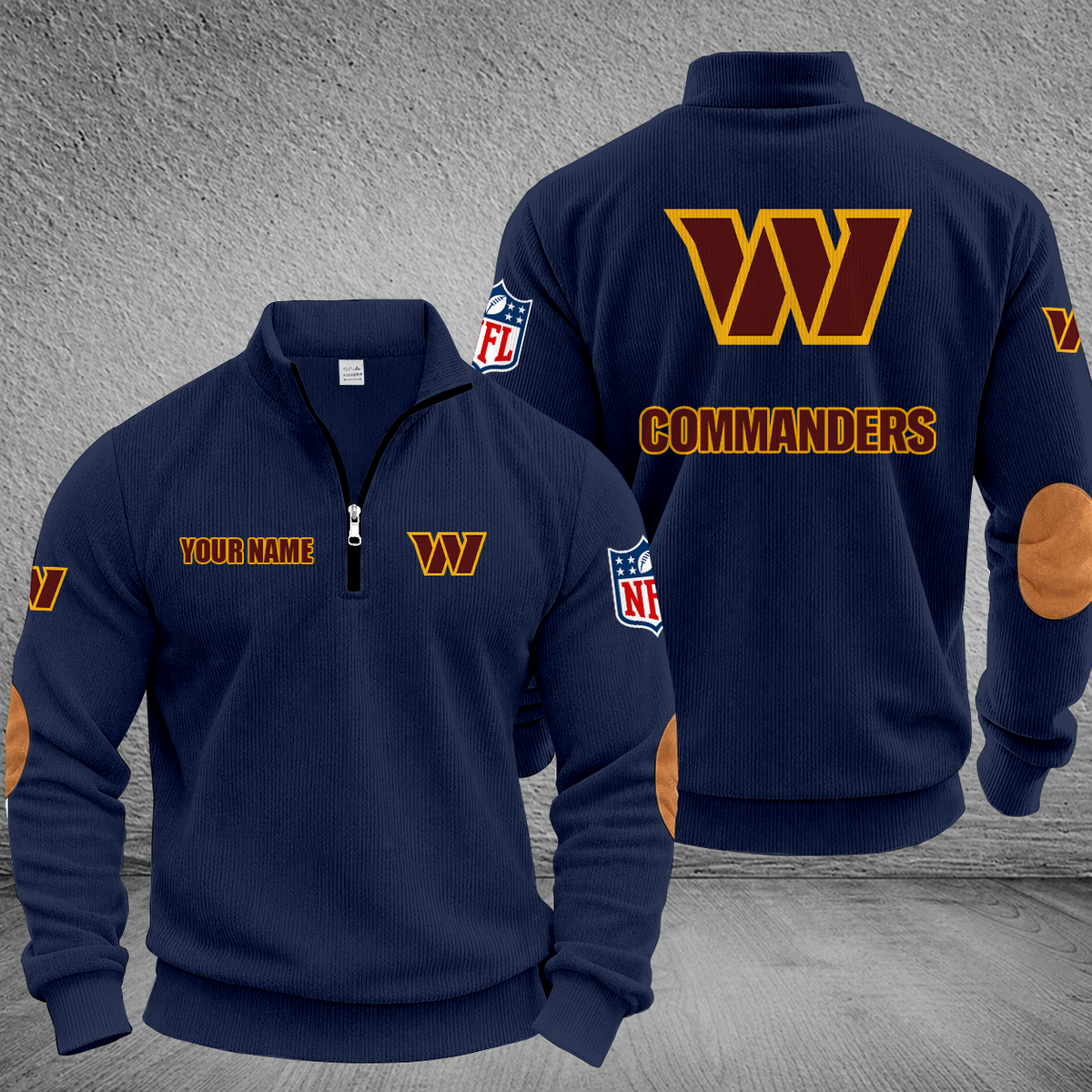 [SPECIAL OFFER] NEW CUSTOMIZED NFL12 WTC WASHINGTON COMMANDERS MULTICOLOR STRIPED QUATER ZIP SWEATSHIRT