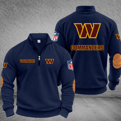 [SPECIAL OFFER] NEW CUSTOMIZED NFL12 WTC WASHINGTON COMMANDERS MULTICOLOR STRIPED QUATER ZIP SWEATSHIRT